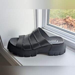 Black Leather Sandal 8 40 Made In Italy Montreal Quality Grunge Punk Goth Mori